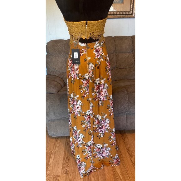 Romantic Floral Maxi Dress Feminine Fairy Sleeveless Beach Whimsy Cottage Core - Picture 4 of 11